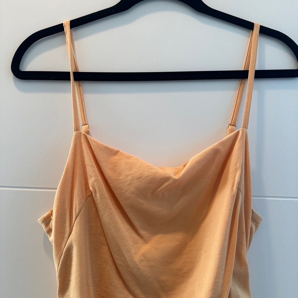 Emory Park Peach Ruched Adjustable Side Mini Dress | Size M - Picture 9 of 13